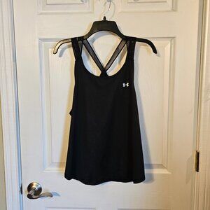 Black Mesh Strap Criss Cross Tank Top
